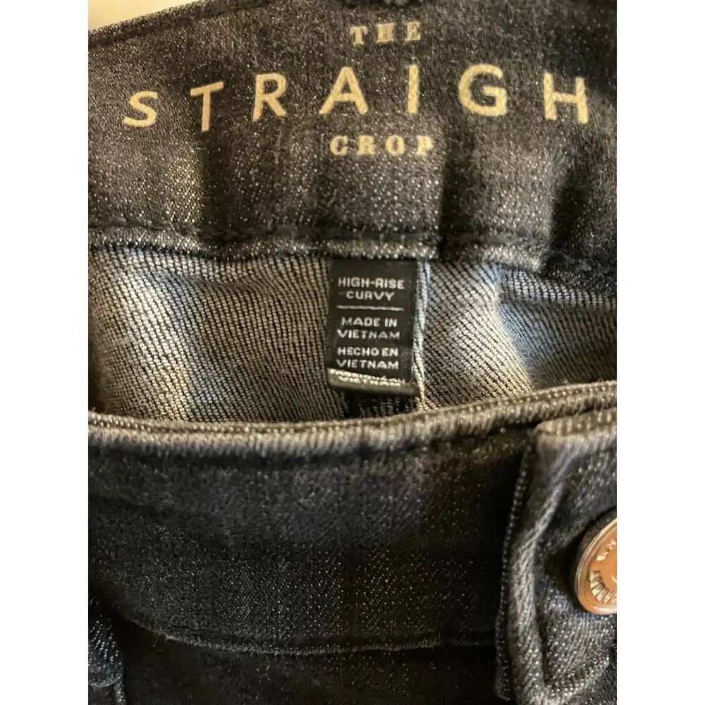 WHBM The Straight Crop High Rise Curvy Jeans Black Faded 90s Revival Grunge 6 - Picture 4 of 4